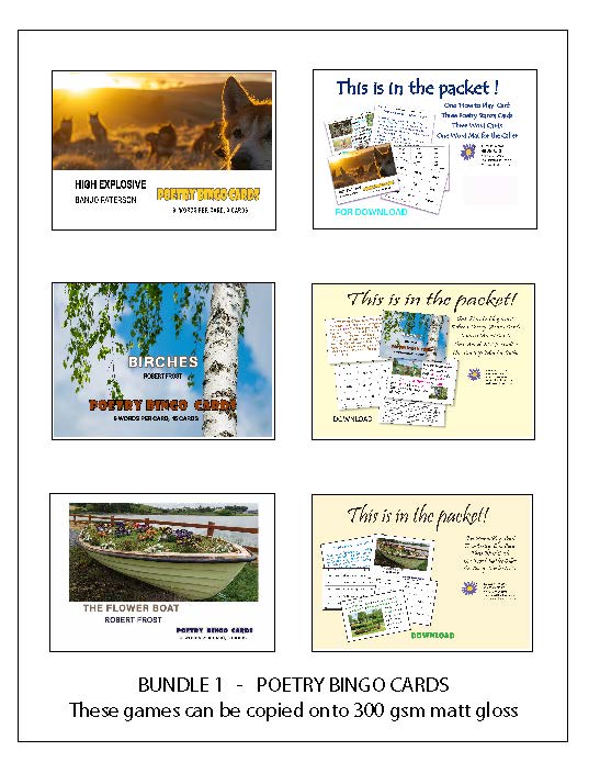 Bundle 1 - Poetry Bingo Cards - Poems by Paterson, Frost, Frost - Digital Download