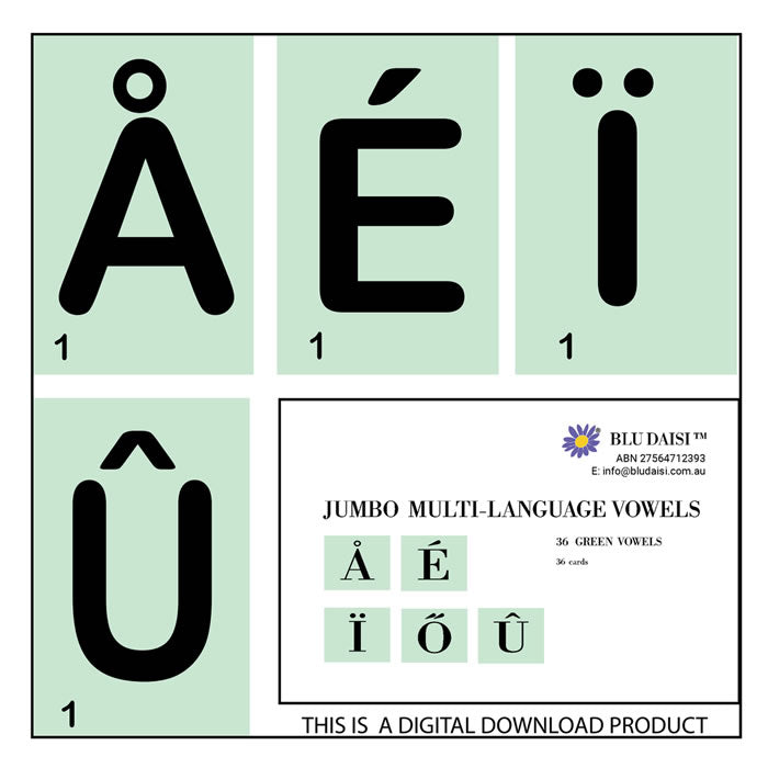 Jumbo Alphabet Letters - Multi Language Vowels (Digital)