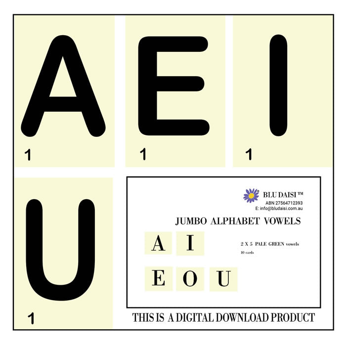 Jumbo Alphabet Letters - Pale Green Vowels (Digital)