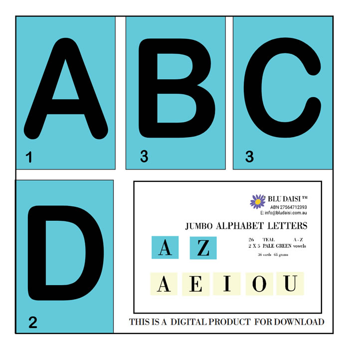 Jumbo Alphabet Letters - Teal A-Z (Digital)
